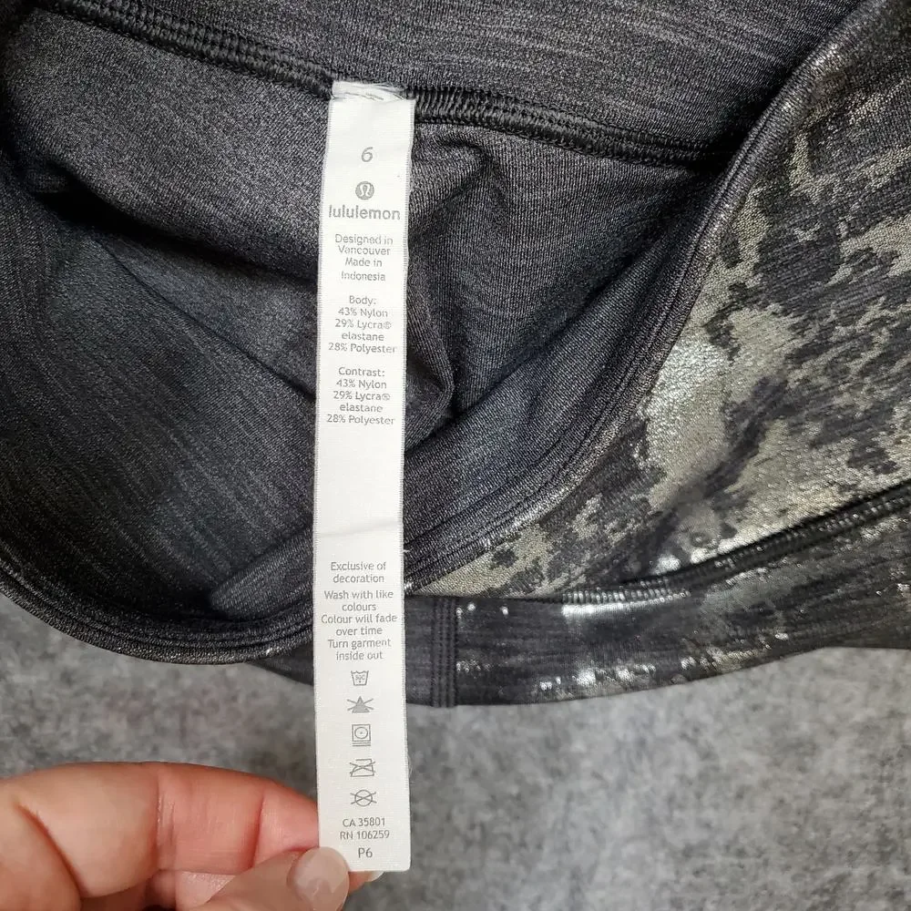 Lululemon Leggings Womens 6 Wunder Under High Rise Foil 28 Crinkle Brindle Shine